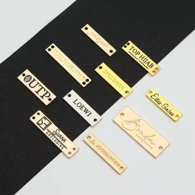 High-quality laser etched metal tag for garments and fashion branding