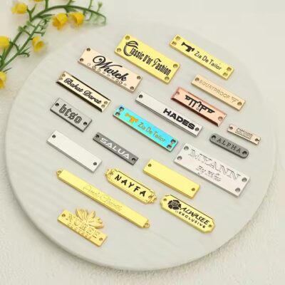 High-quality laser etched metal tag for garments and fashion branding