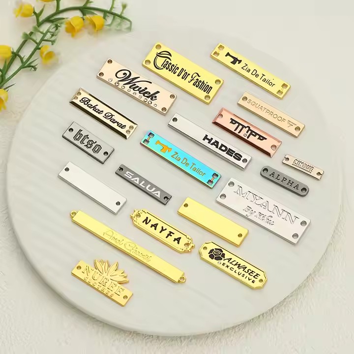 High-quality laser etched metal tag for garments and fashion branding