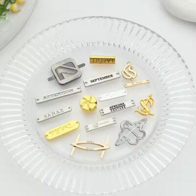 High-quality laser etched metal tag for garments and fashion branding
