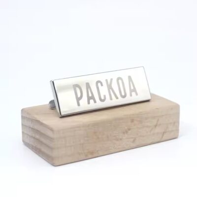 Laser engraved handbag metal tag with custom logo for luxury branding
