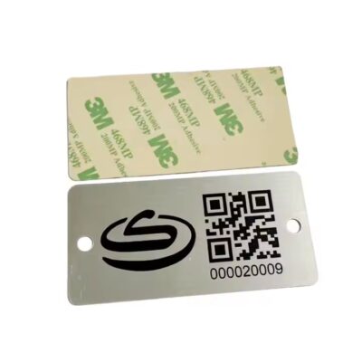 Custom weatherproof metal tree QR code label used for long-term plant ID in parks