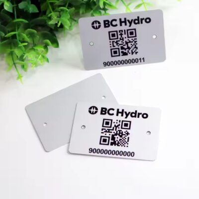 UV-resistant engraved metal QR code label for garden and farm plant identification