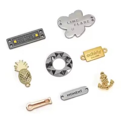 Durable washable laser engraved metal tag attached to clothing and bags